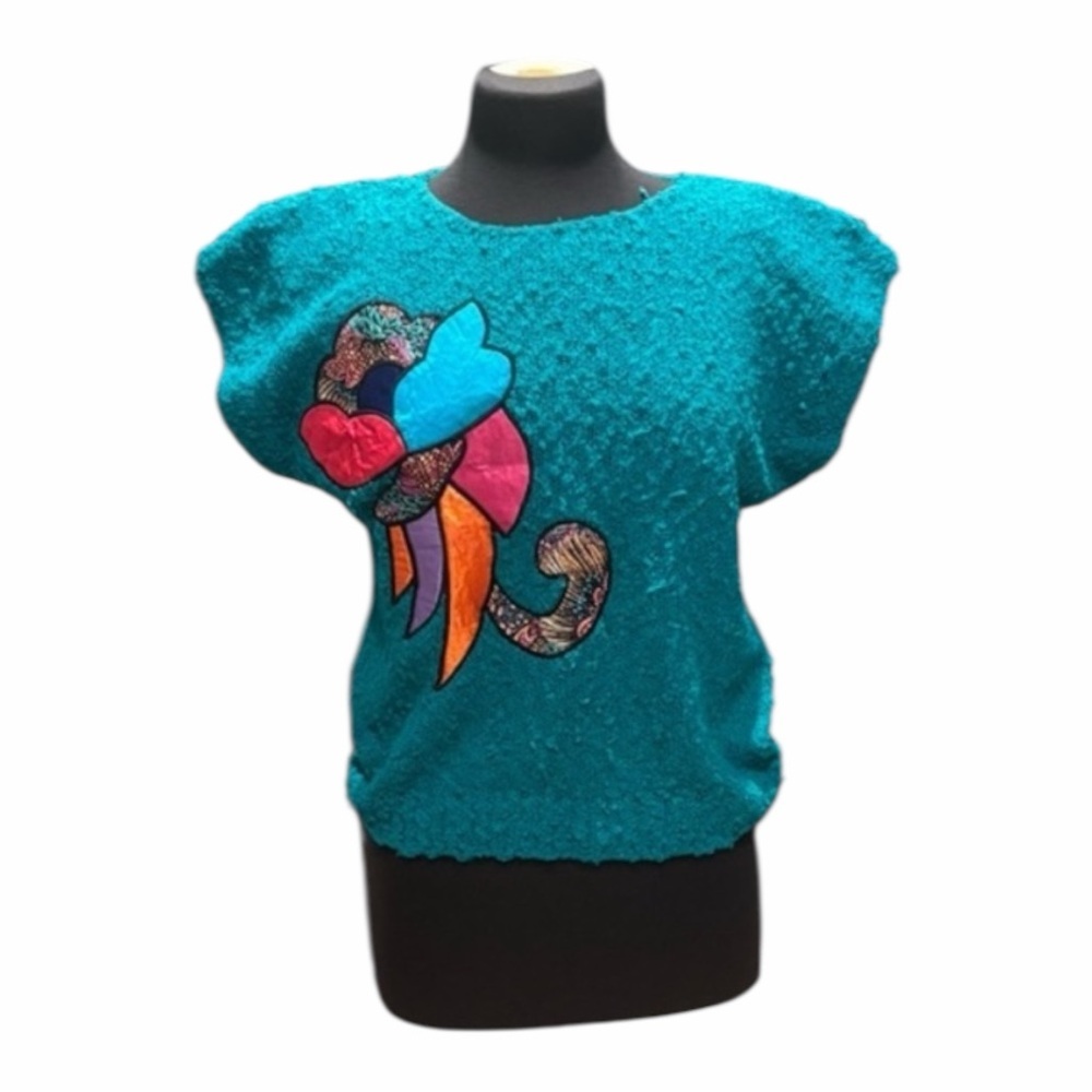 🖤 Vintage 90s WorthingtonTeal Popcorn Knit Statement Sweater | Size M 🖤💚